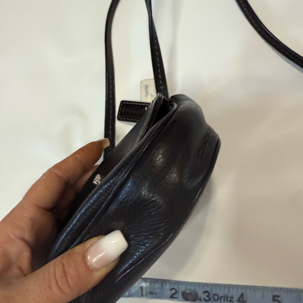 Coach Vintage Classic Black Leather Crossbody mini Bag silver turn lock - Picture 7 of 10
